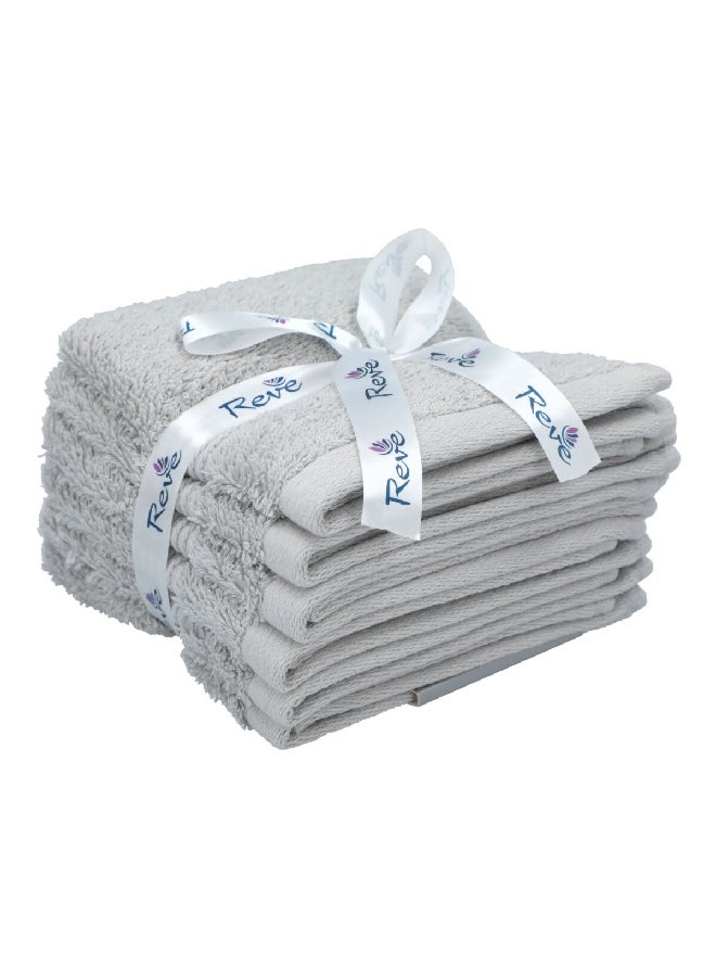 REVE 6-Piece Pima Ultra Soft and Highly Absorbent Cotton Towel Set Silver 30 x 30cm KM019 - Image 4