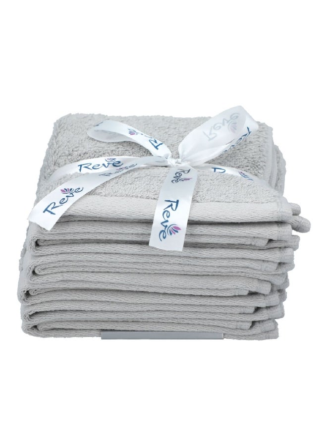 REVE 6-Piece Pima Ultra Soft and Highly Absorbent Cotton Towel Set Silver 30 x 30cm KM019 - Image 2