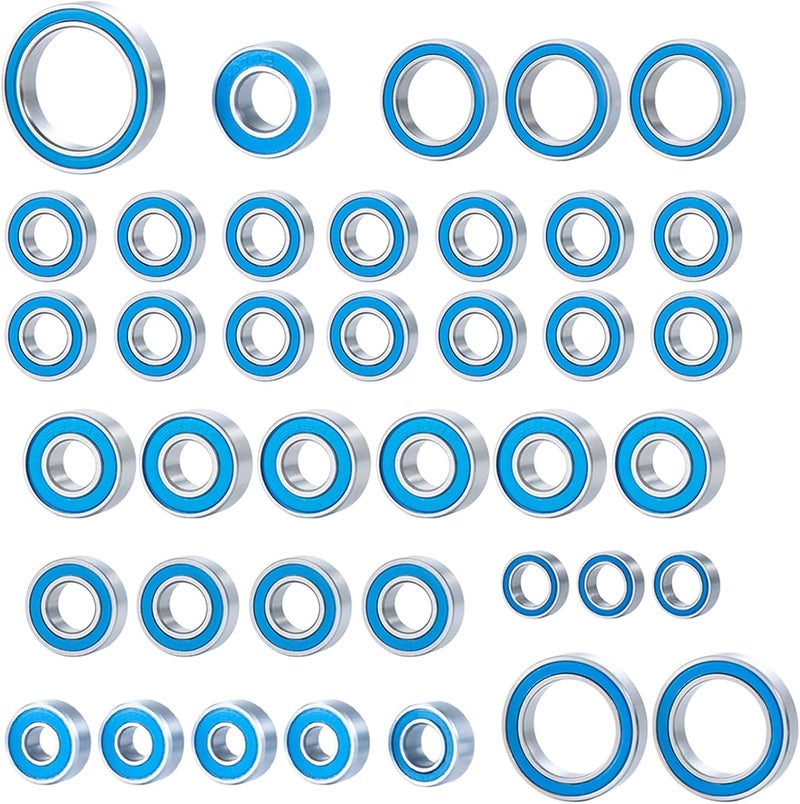 AMK 39Pcs TRX4 Metal Ball Bearings Kit Rubber Sealed Axial SCX10 Bearings Set for 110 RC Crawler 920764 820464 Bronc TRX6 Slash UDR Tamiya TT02 Semi - Image 1