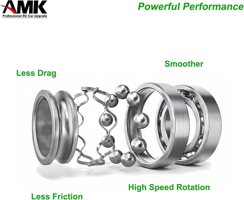 AMK 39Pcs TRX4 Metal Ball Bearings Kit Rubber Sealed Axial SCX10 Bearings Set for 110 RC Crawler 920764 820464 Bronc TRX6 Slash UDR Tamiya TT02 Semi - Image 5