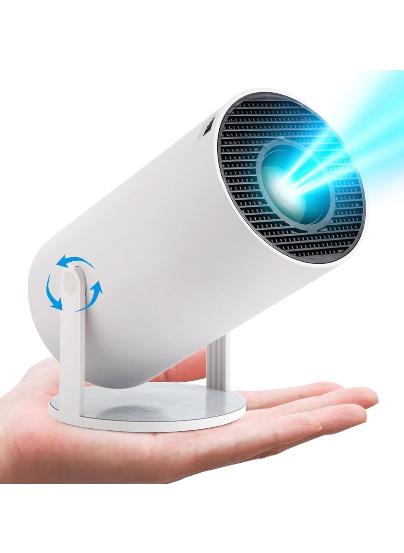 Mini Projector, Portable 4K/200 Projector with 2.4/5G WiFi & Bluetooth, Auto Keystone Correction, 40"-130" Screen, 180° Flip, Compact Round Design Movie Projector (White) for Home, Outdoor, Office, and Entertainment
