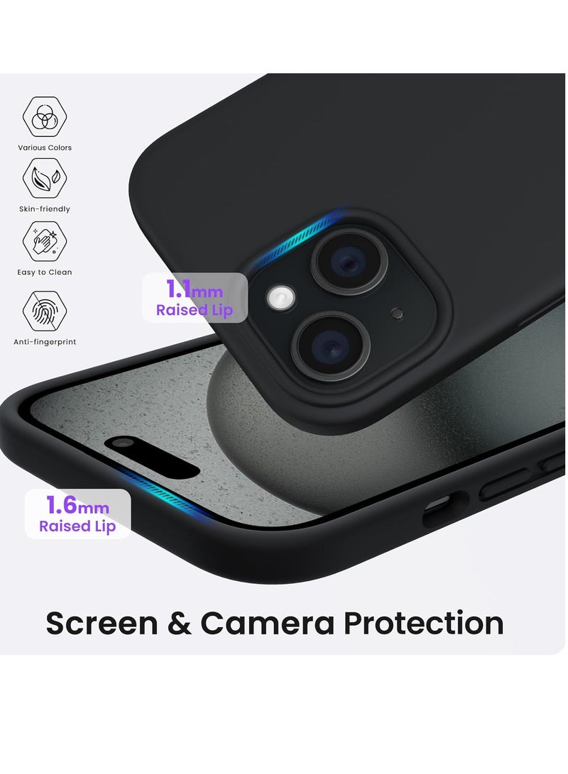ESCASE Magnetic Silicone Case for iPhone 15 6.1-Inch, Compatible with MagSafe,Silky-Soft Touch Full-Body Protective Phone Case, Shockproof Cover with Microfiber Lining Black - Image 4