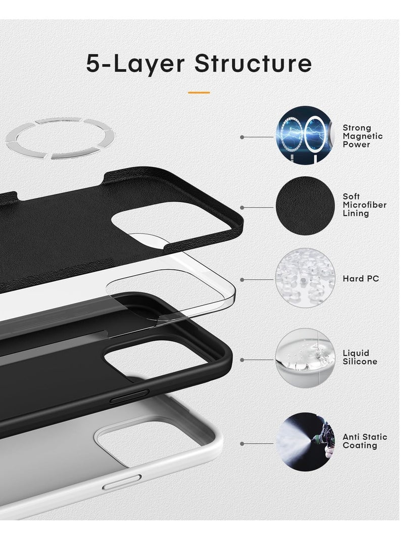 ESCASE Magnetic Silicone Case for iPhone 15 6.1-Inch, Compatible with MagSafe,Silky-Soft Touch Full-Body Protective Phone Case, Shockproof Cover with Microfiber Lining Black - Image 5