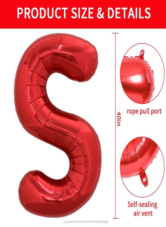 TONIFUL 40 Inch Large Bright Red Letter Balloons A-Z, Giant Jumbo Helium Foil Mylar Big Letter S Balloons for Birthday Party Anniversary Wedding Decorations - Image 2