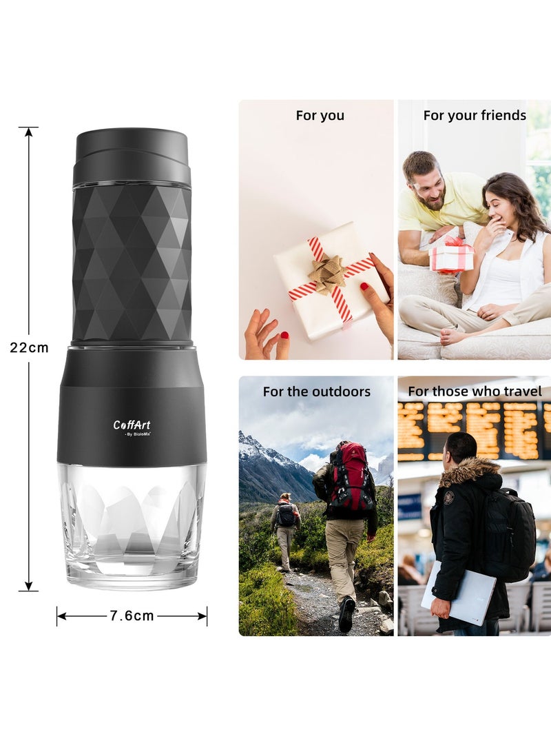 Biolomix New Manual Portable Coffee Maker, 18Bar Espresso Machine, Mini Manually Operated Travel Coffee Machine for Coffee Brew And Milk Foamer HS-8439(Black) - Image 4