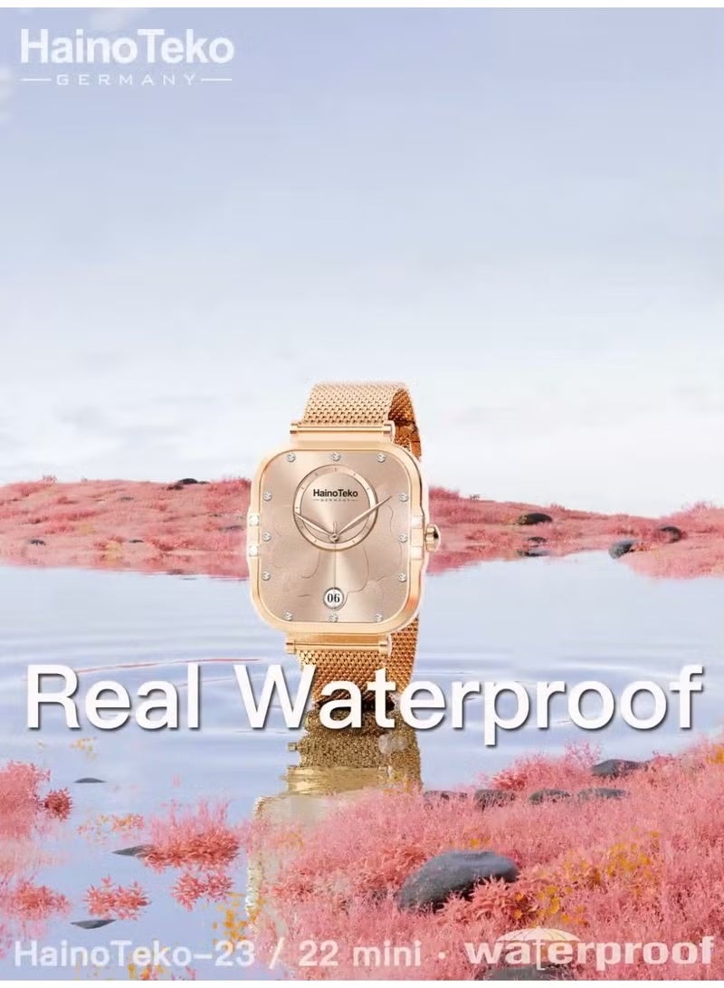 HainoTeko Compact Waterproof Smartwatch with Vibrant AMOLED Display, 7-Day Battery Life, 3 Interchangeable Straps, Full Health & Fitness Tracking, Heart Rate & Sleep Monitoring, Smart Alerts, and Lightweight Elegant Design – Perfect Ladies Smartwatch for Work, Gym, Walks, Travel, and Daily Wear - Image 4