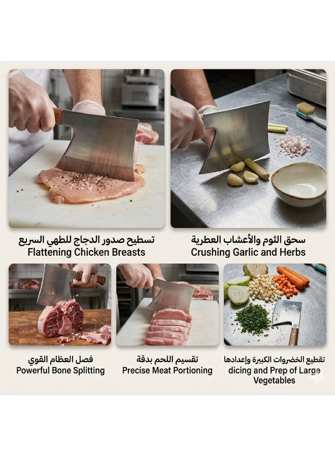 Heavy Duty Kitchen Meat Cleaver with Non-Slip Beechwood Handle for Bone Cutting - Image 2