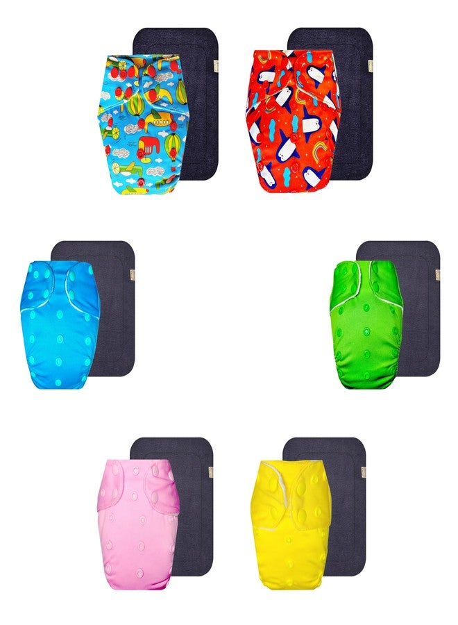 حفاضات قماشية فاخرة من دمبلدو مع حشوة رمادية (عبوة من 6 قطع) | شعور بالجفاف والراحة | قابلة لإعادة الاستخدام والغسل | سهلة التنظيف | مثالية للأطفال الصغار | من 3 أشهر إلى 3 سنوات | للجنسين - Image 1