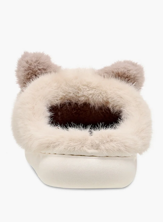 لو كونفورت Women's Ear Applique Faux Fur Bedroom Slippers