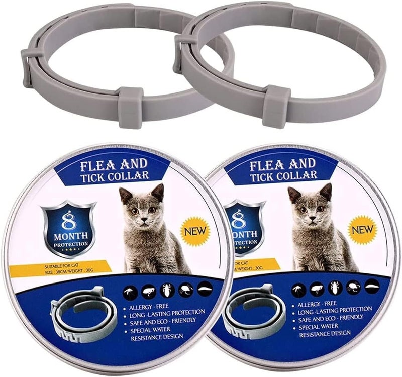 Valman 2 pack Cat Flea and Tick Collar, Flea and Tick Prevention for Cats, 8 Months Effective Protection Waterproof Adjustable for All Sized Kittens puppy and Other small pets - Image 1