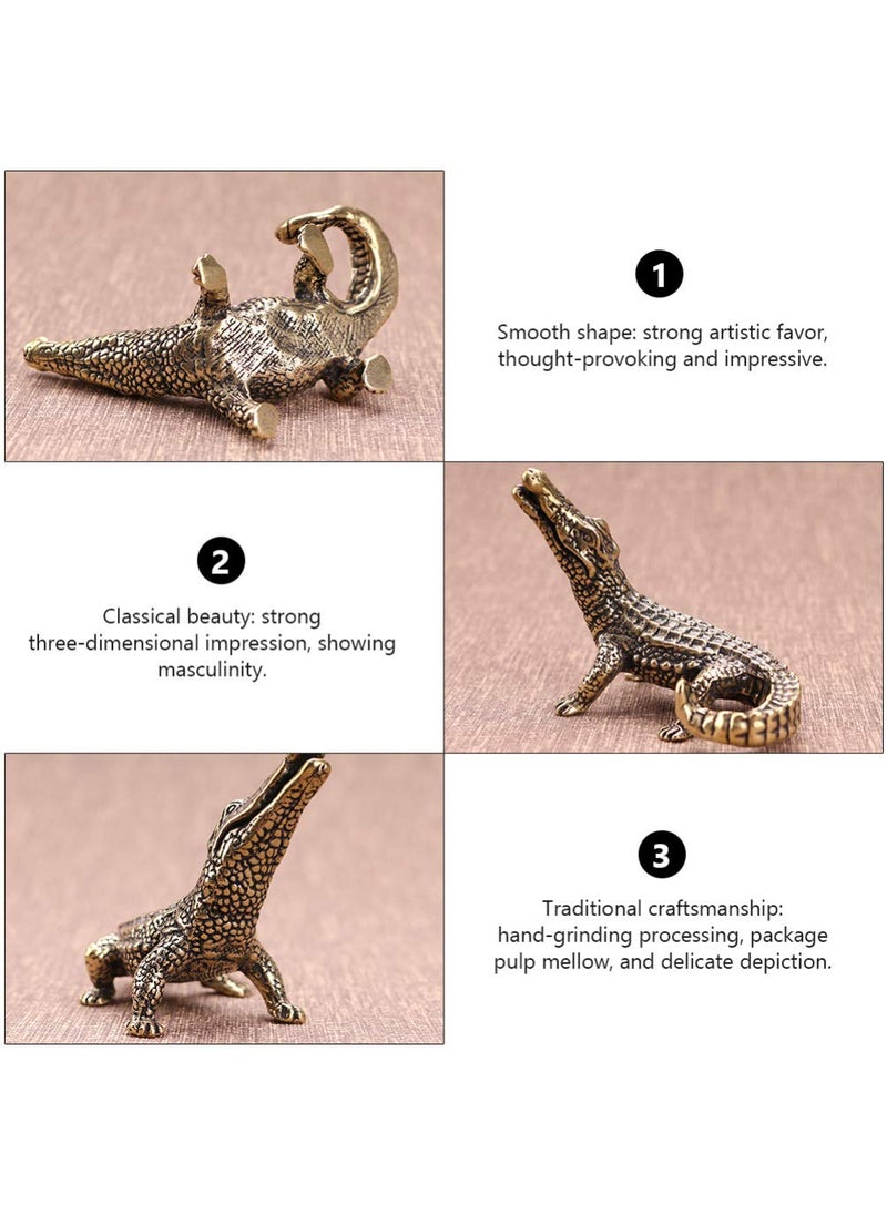 Toyvian Toyvian 1Pc Mini Brass Crocodile Figurine Animal Sculptures and Statues Fish Tank Ornaments Feng Shui Statue Home Decor(2. 95X2. 63X1. 57inch)  - Image 5