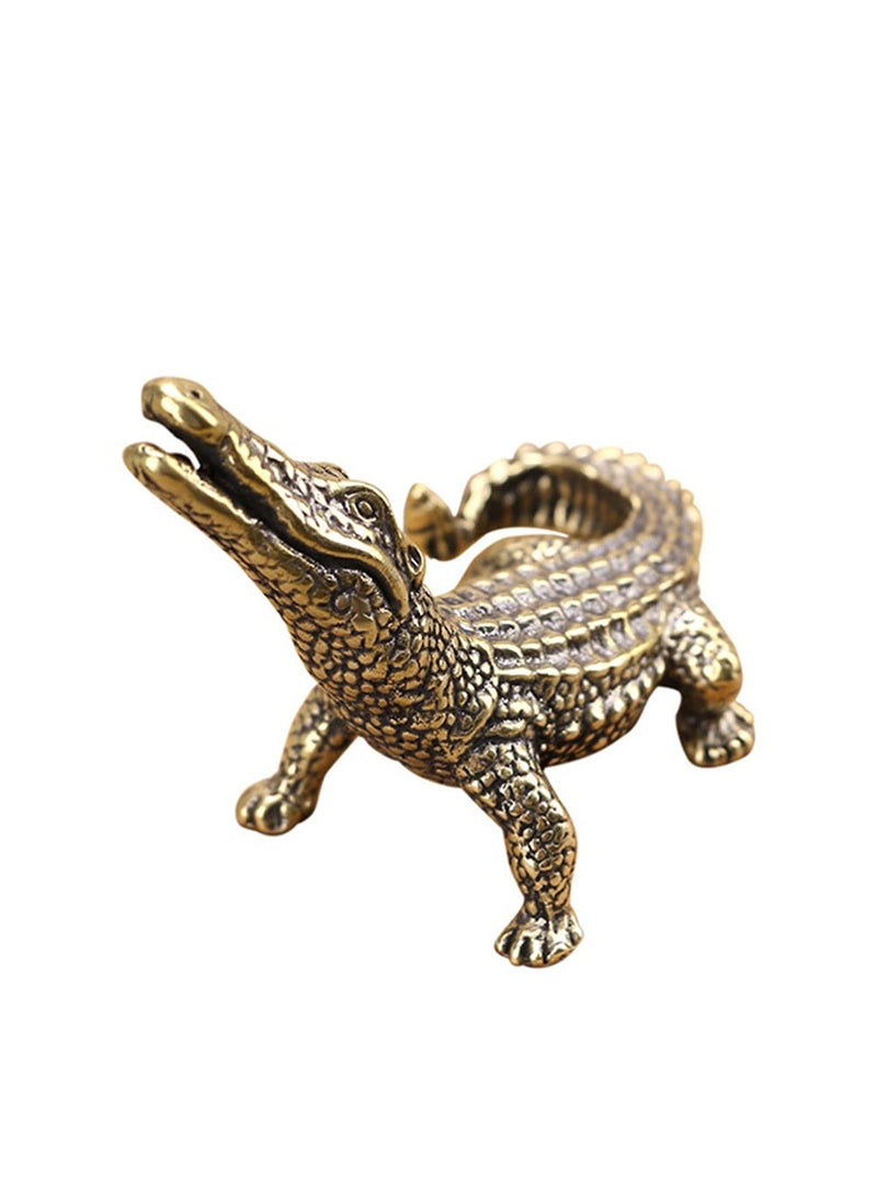 Toyvian Toyvian 1Pc Mini Brass Crocodile Figurine Animal Sculptures and Statues Fish Tank Ornaments Feng Shui Statue Home Decor(2. 95X2. 63X1. 57inch)  - Image 1