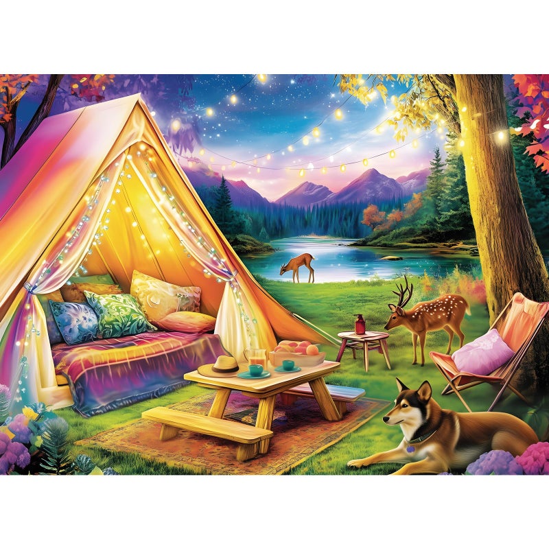 DAGIRT 500 Piece Puzzle for Adults Dreamy Forest Camping Puzzles for Adults Senior Starry Sky Lake and Cute Deer Jigsaw Puzzles Challenging Perfect Game Nights for Family Friend 205 X 15 in - Image 3