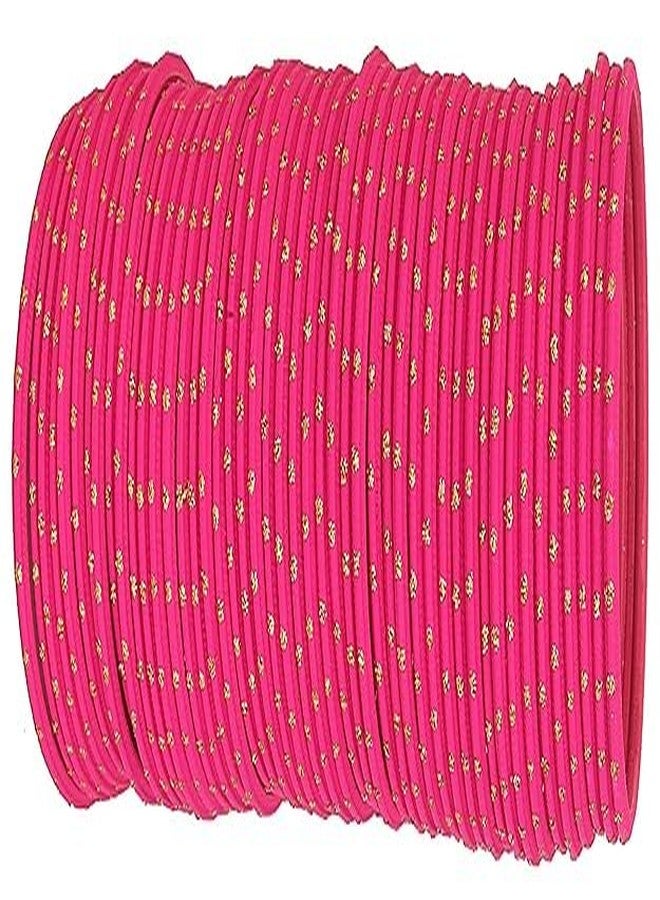 BANGLESKART Non-Precious Metal Base Metal with Polka Dots Glossy Finished Bangle Set For Women and Girls Dark Pink - Image 1