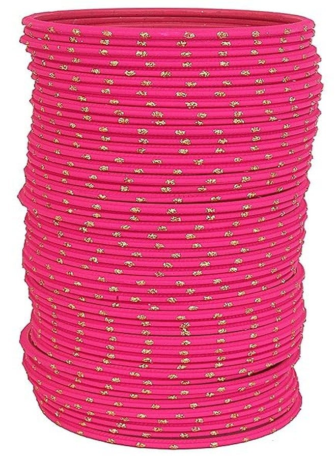 BANGLESKART Non-Precious Metal Base Metal with Polka Dots Glossy Finished Bangle Set For Women and Girls Dark Pink - Image 4
