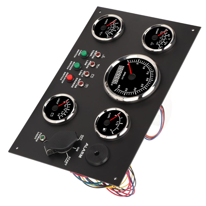 Boat Instrument Panel Tachometer Fuel Level Water Temperature Oil Pressure Meter Voltmeter 5 Dash Gauge Set - Image 5