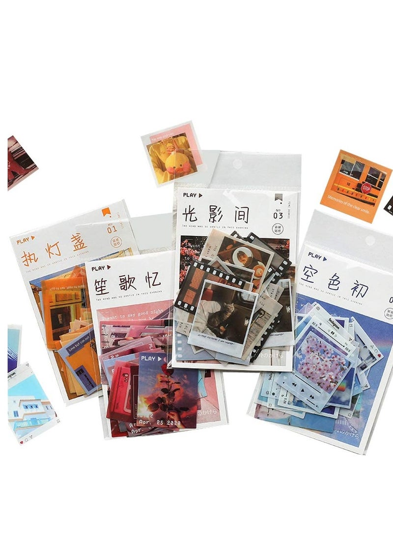 Zikra Scrapbooking Stickers Set, Film Picture Street Building Blue Sky Self-Adhesive Decals for Diary Journaling Stationery Planner Notebook Card DIY Arts Crafts 160 Pieces - Image 1