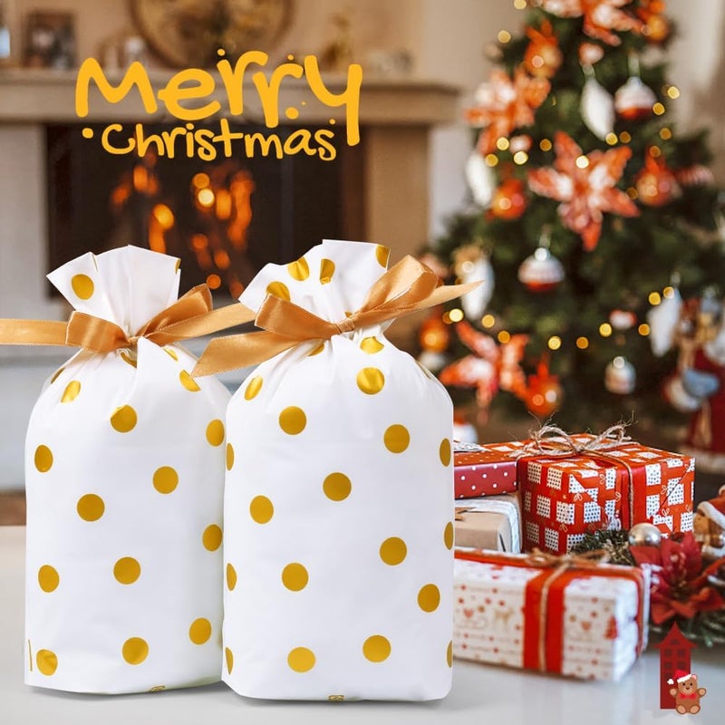 HRX Package 50pcs Cute Goodie Bags, Drawstring Gift Bags for Christmas Treat Candy Cookies Food (5.8x9x2.4 inch) - Image 5