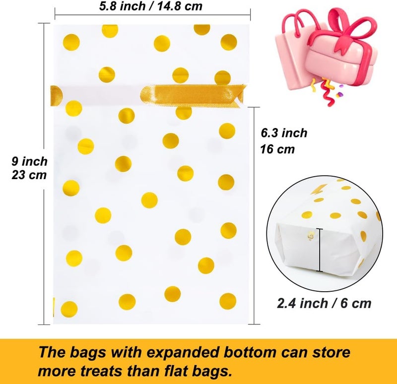 HRX Package 50pcs Cute Goodie Bags, Drawstring Gift Bags for Christmas Treat Candy Cookies Food (5.8x9x2.4 inch) - Image 2