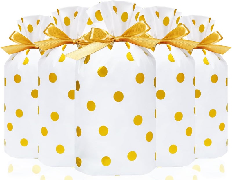 HRX Package 50pcs Cute Goodie Bags, Drawstring Gift Bags for Christmas Treat Candy Cookies Food (5.8x9x2.4 inch) - Image 1
