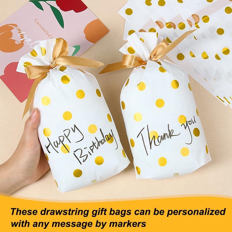 HRX Package 50pcs Cute Goodie Bags, Drawstring Gift Bags for Christmas Treat Candy Cookies Food (5.8x9x2.4 inch) - Image 4