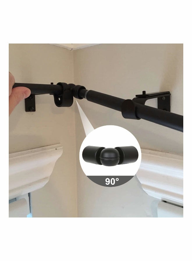 Heavy Duty Hinged Elbow Connector, 2 Pack Curtain Rod Corner Connector Elbow Connector for 1 Inch Bay Window Curtain Rods, Black - Image 4