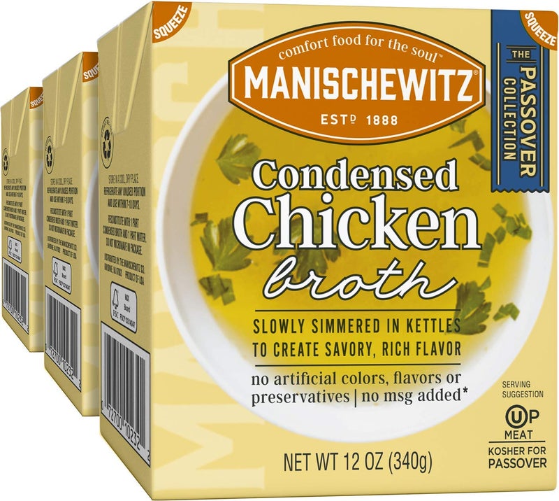 MANISCHEWITZ مرق الدجاج مانيسشويتز 12 أونصة (3 عبوة) ، لذيذ ، مطبوخ في الغلاية ، مطبوخ ببطء ، كوشير لعيد الفصح - Image 1