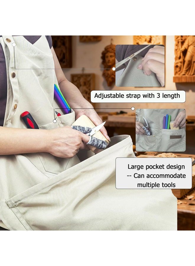 DAFENCHI Wood Carving Apron with Chip Catcher, Canvas Woodworking Carving Apron with Large Pouch for Catching Wood Chips, Adjustable Straps, for Woodworkers, Gift for Men - Image 2