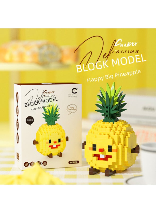 Micro-particle Building Blocks Doll Compatible With Lego Happy Food Hamburger Fries Pineapple Children's Educational Toys Ornaments - Image 2