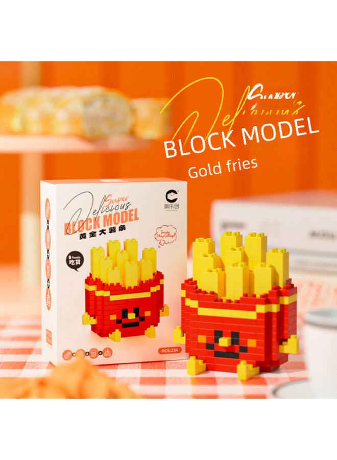 Micro-particle Building Blocks Doll Compatible With Lego Happy Food Hamburger Fries Pineapple Children's Educational Toys Ornaments - Image 3