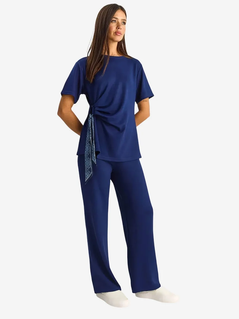 بيانكو لوتشي LUCCI Crew Neck T-Shirt and Wide Leg Trousers Set