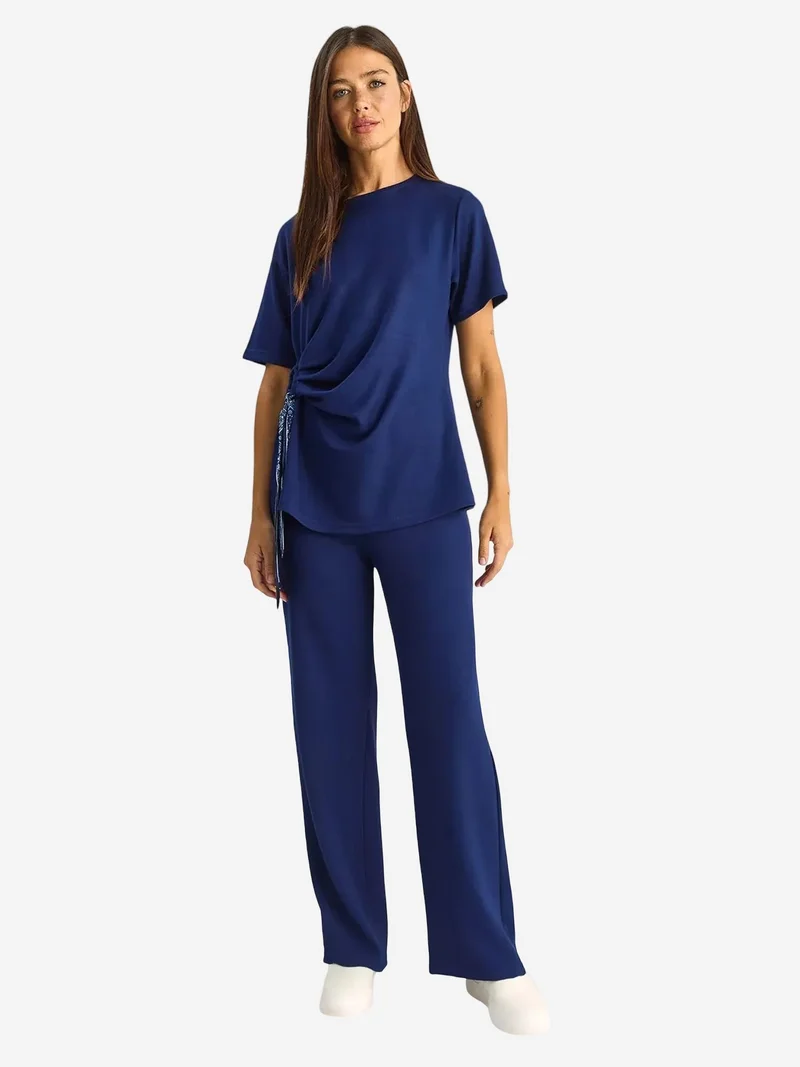 بيانكو لوتشي LUCCI Crew Neck T-Shirt and Wide Leg Trousers Set