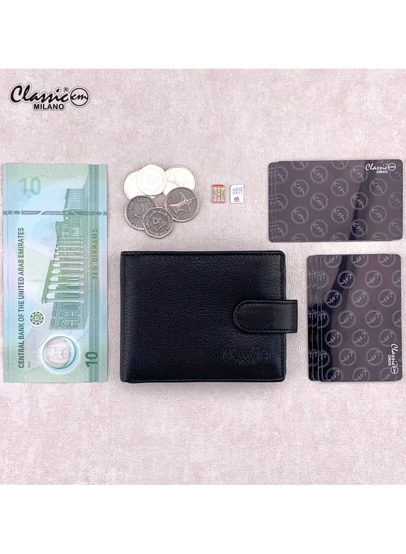 Classic Milano Black (GTF-03-EM) Classic Milano Men’s Wallet – Slim Bifold Leather Wallet for Men with RFID Blocking, Multiple Card Slots & Middle Zip – Stylish Mens Purse Wallets Gift for Husband, Father for Men | Best Price UAE