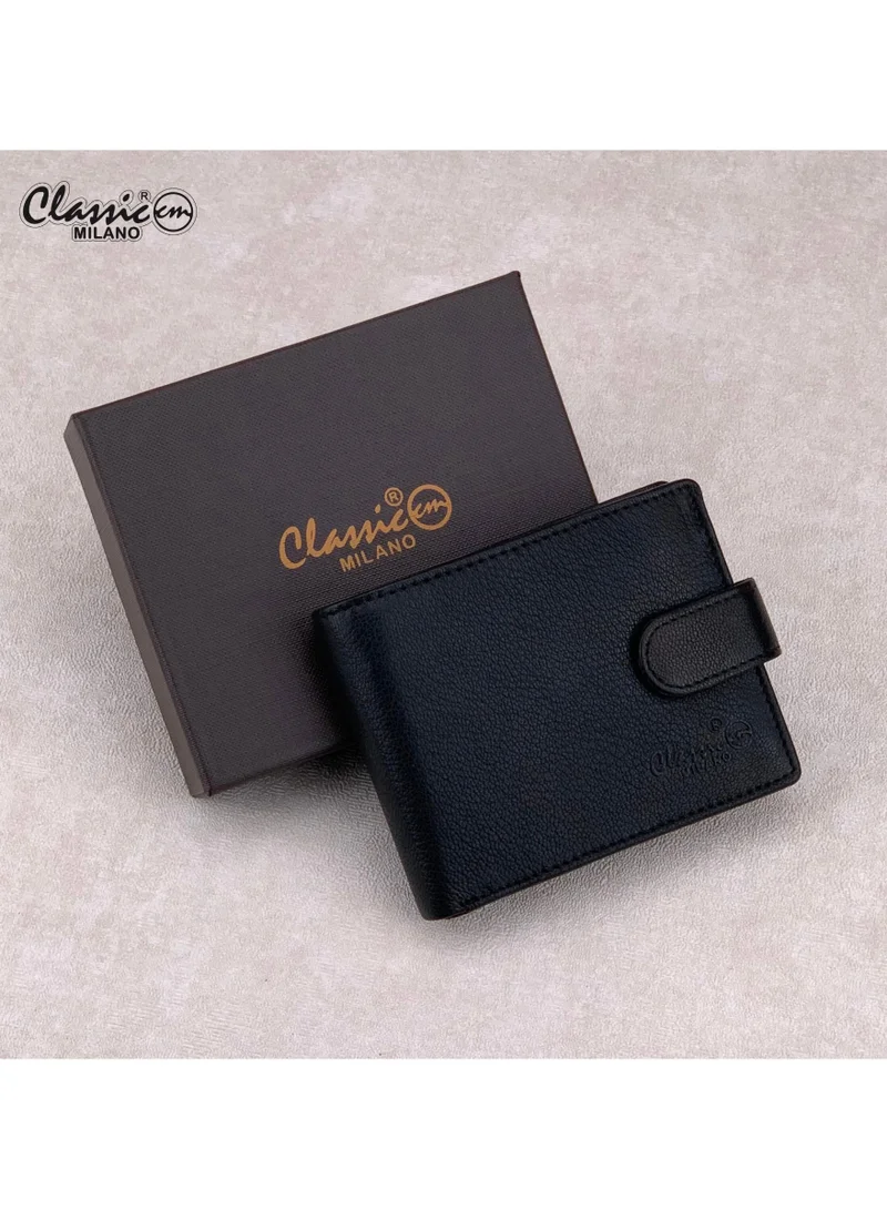 Classic Milano Black (GTF-03-EM) Classic Milano Men’s Wallet – Slim Bifold Leather Wallet for Men with RFID Blocking, Multiple Card Slots & Middle Zip – Stylish Mens Purse Wallets Gift for Husband, Father for Men | Best Price UAE
