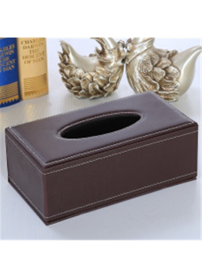 yongsheng Tissue Box Holder brown 24x12x6.5cm, Rectangle Napkin Paper Towel Dispenser Holder for Countertop Home Office Car, Brown  - Image 3