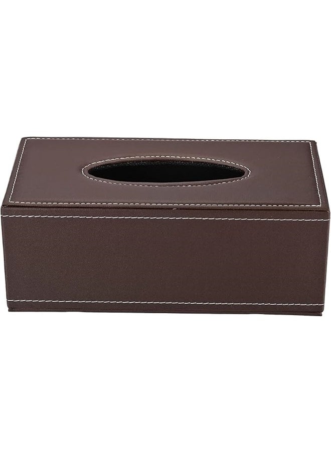 yongsheng Tissue Box Holder brown 24x12x6.5cm, Rectangle Napkin Paper Towel Dispenser Holder for Countertop Home Office Car, Brown  - Image 5
