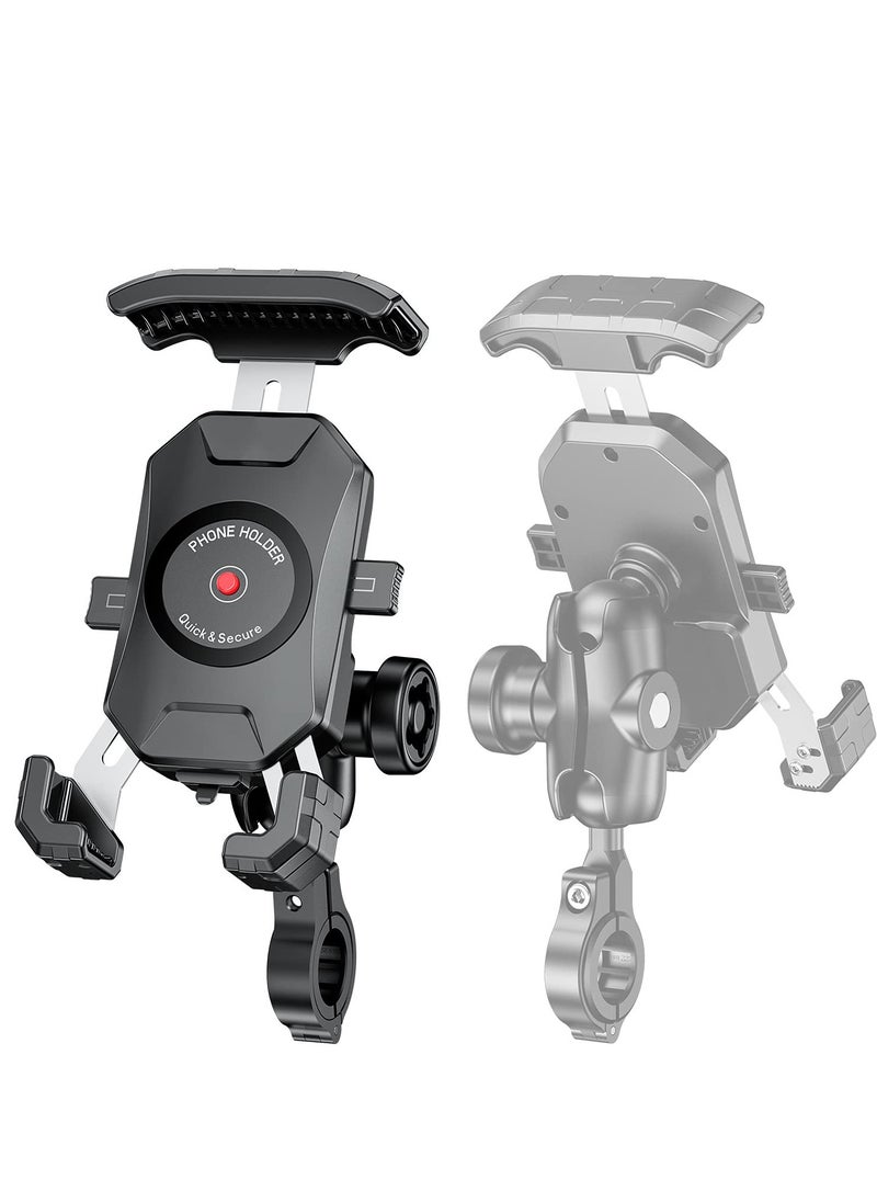 Generic Anti-Theft Motorcycle Phone Holder - Dual Socket Aluminum Ball Mount for 4.0-7.0" Smartphones, 1" 360 Degree Universal Design for Bikes and Motorcycles.  - Image 1