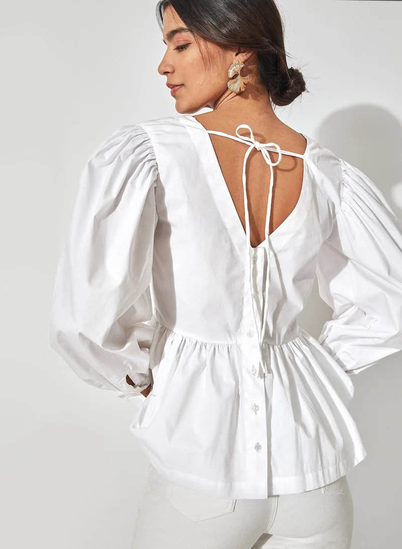 The Label Life Back Tie Peplum Top