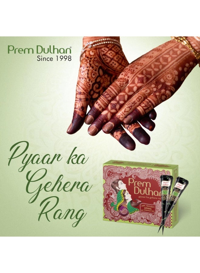 Prem Dulhan Mehendi Cone 12pc in 1 box, 100% Pure Leaf Of Natural Henna No Chemicals, No PPD, Green & Cone Black(Pack of 1) - Image 3
