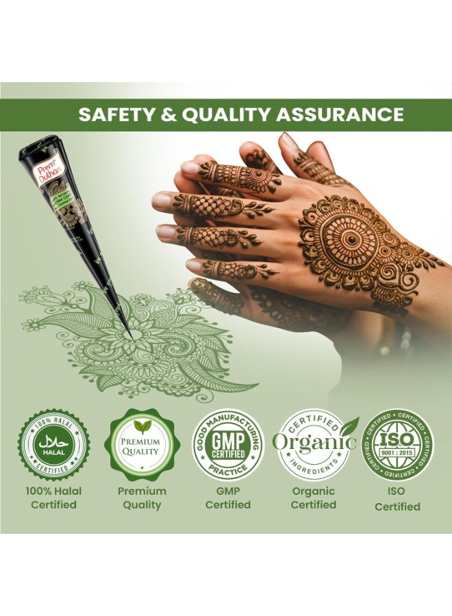 Prem Dulhan Mehendi Cone 12pc in 1 box, 100% Pure Leaf Of Natural Henna No Chemicals, No PPD, Green & Cone Black(Pack of 1) - Image 4