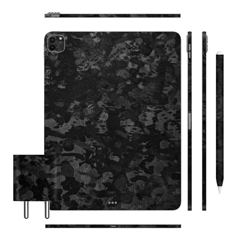 Tablet Skins Compatible with iPad Pro 11 (M1 / M2), Anti-Scratch Vinyl Decal Skin, Protective Film, Not Case/Cover (Forged Carbon, Full Body Skin + iPad Pencil 2 Skin + Charger Skin)