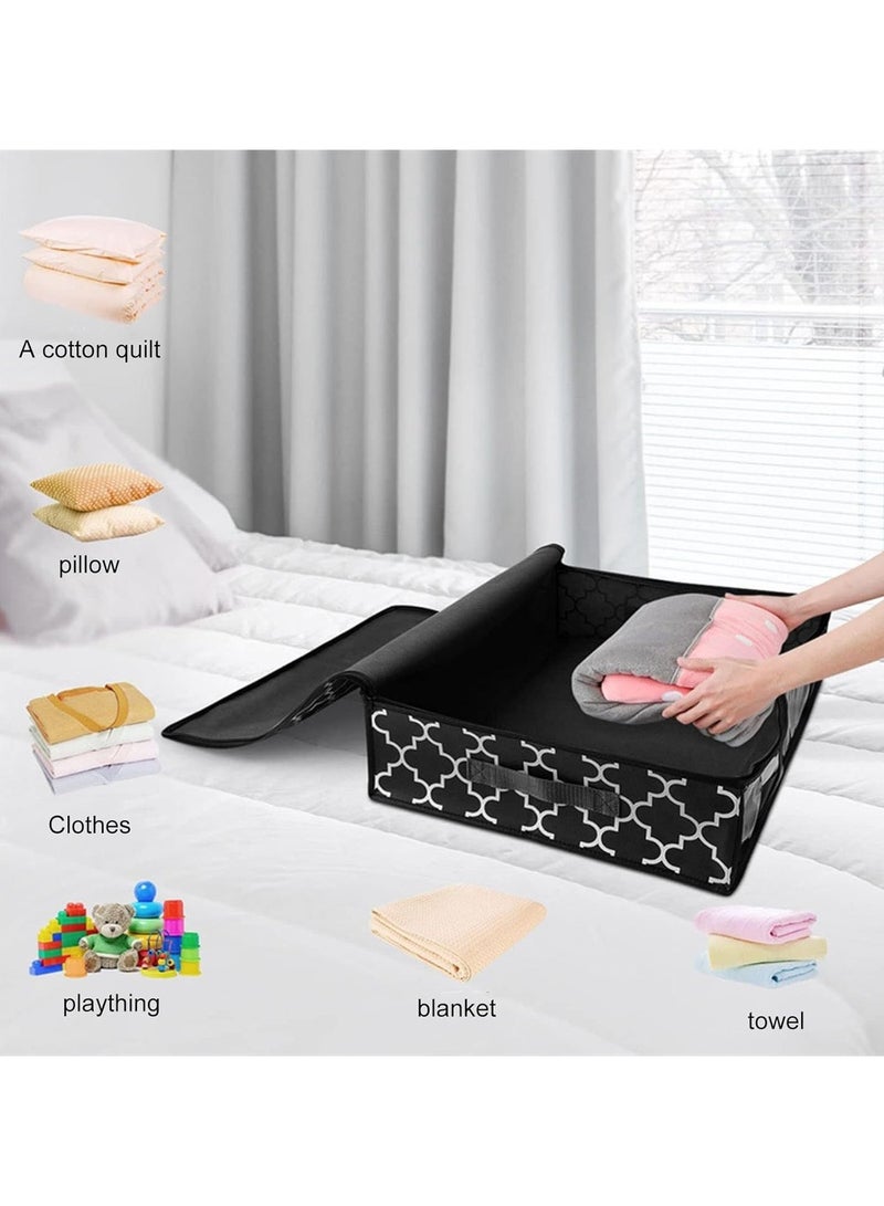Bukela 3pcs Under Bed Storage Containers, Closet Organizers and Storage Bins, Foldable Underbed Storage Bags for Blankets, Towels, Comforter, Sweaters, Pillows, Linen Sheets, Wrapping Paper，Black - Image 2