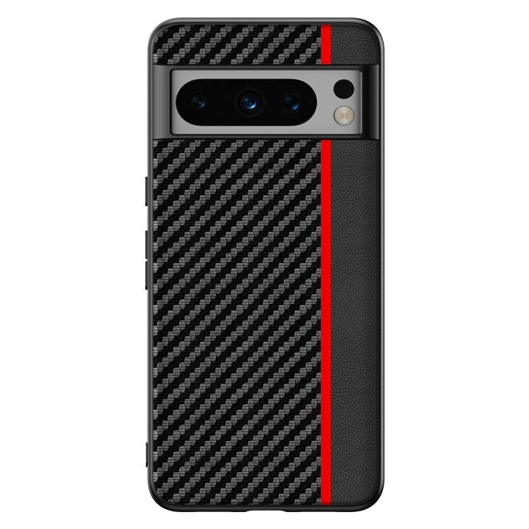HuHa Protective Cover For Google Pixel 9 / 9 Pro Ultra-thin Carbon Fiber Texture Printing Phone Case(Black Red) - Image 1