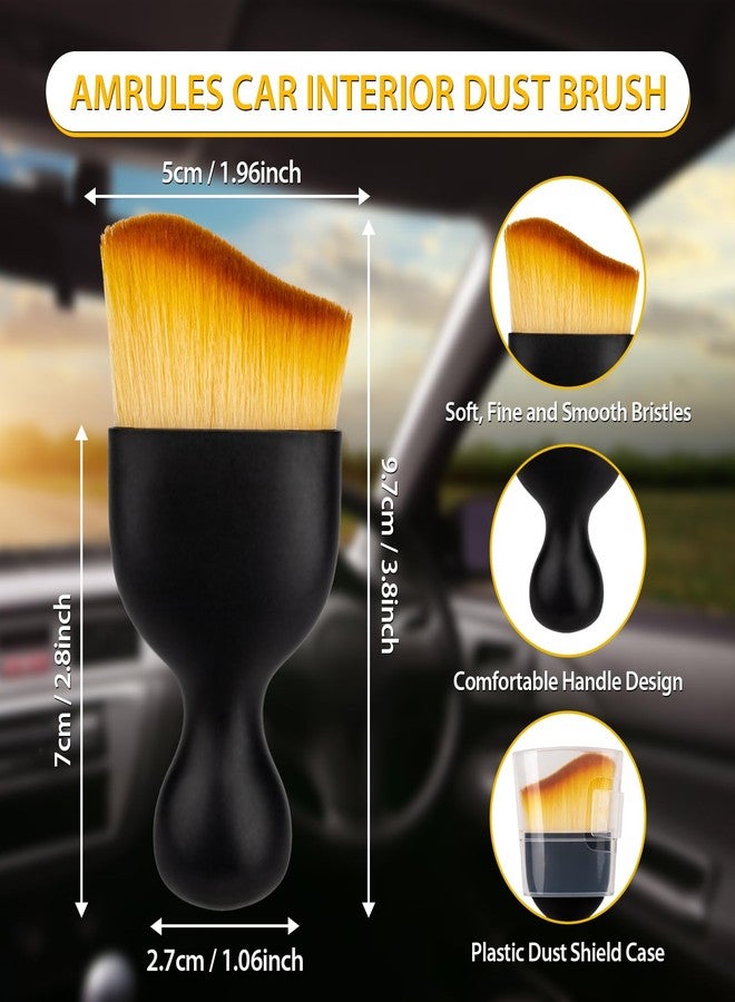 Amrules 2PCS Car Interior Detailing Brush, Auto Car Detailing Brush Dusting Brush, Soft Bristles Car Interior Cleaning Tool for Dashboard Interior, Exterior, Skylight, Leather, Dust Brush (Black) - Image 2