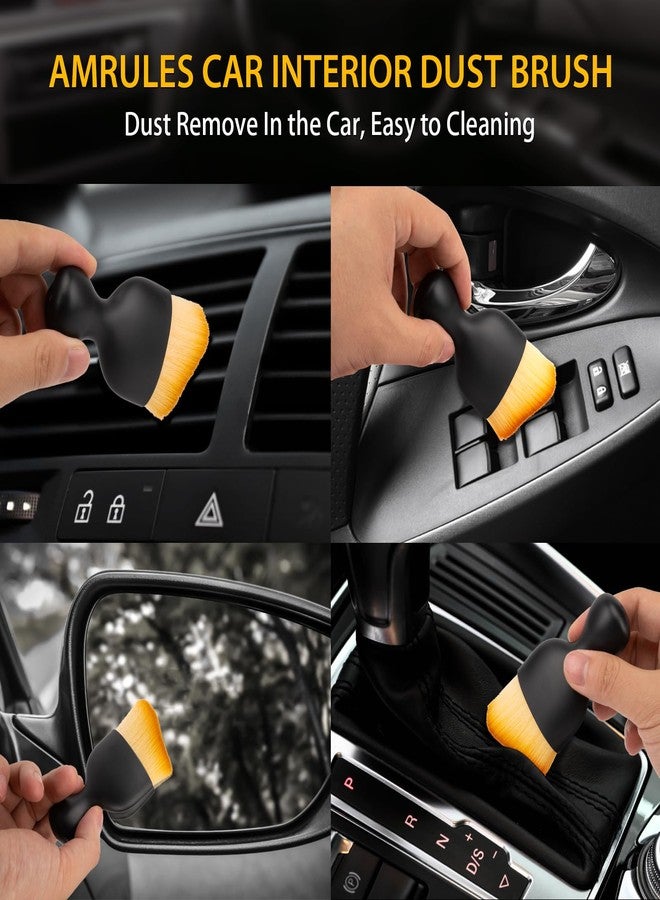 Amrules 2PCS Car Interior Detailing Brush, Auto Car Detailing Brush Dusting Brush, Soft Bristles Car Interior Cleaning Tool for Dashboard Interior, Exterior, Skylight, Leather, Dust Brush (Black) - Image 3