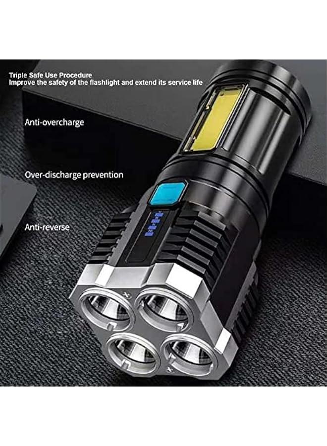 Rechargeable Handheld Flashlight , LED Flashlights , High lumino fluxs Led Handheld Flashlight for Camping Biking Hiking Outdoor Home Emergency , Quad Core Bright  - Image 3
