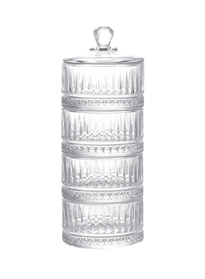 جوزيل وعاء حلوى زجاجي فاخر مكون من 4 قطع مقاس 24.9 سم شفاف