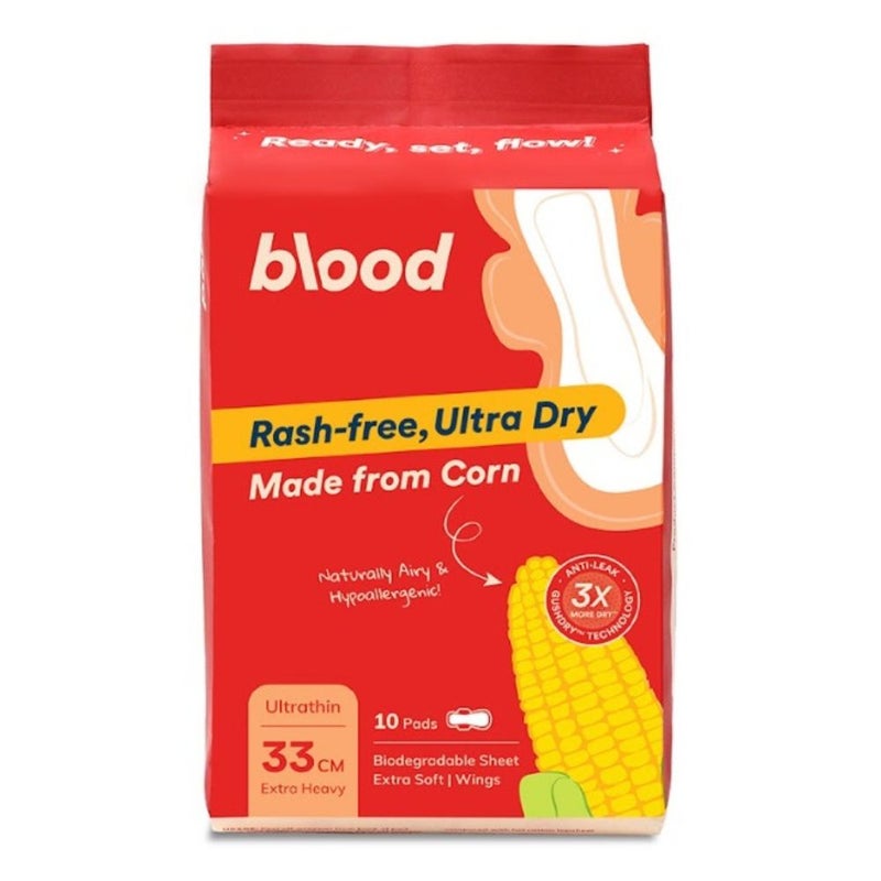blood Ultra Dry Corn Liners, 33cm, 10 pads - Image 1