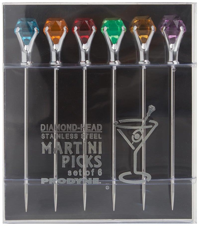 Prodyne DM-6-C Colorful Diamond-Head Martini Picks, Set of 6, Multicolor, 1oz - Image 2