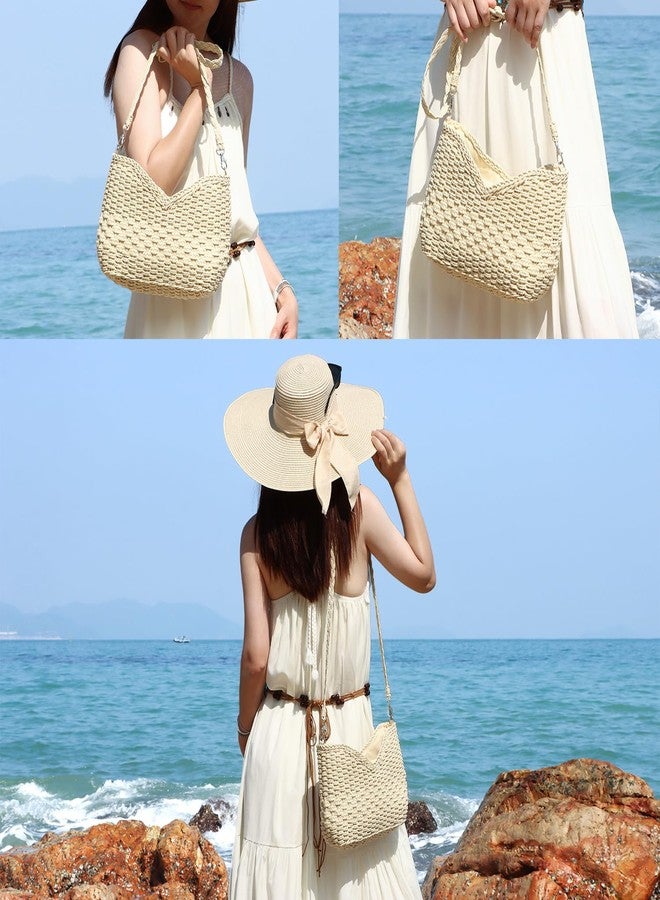 KUANG! Handmade Woven Shoulder Bag for Women Summer Beach Straw Purse Crossbody Handbag with Strap - Image 2